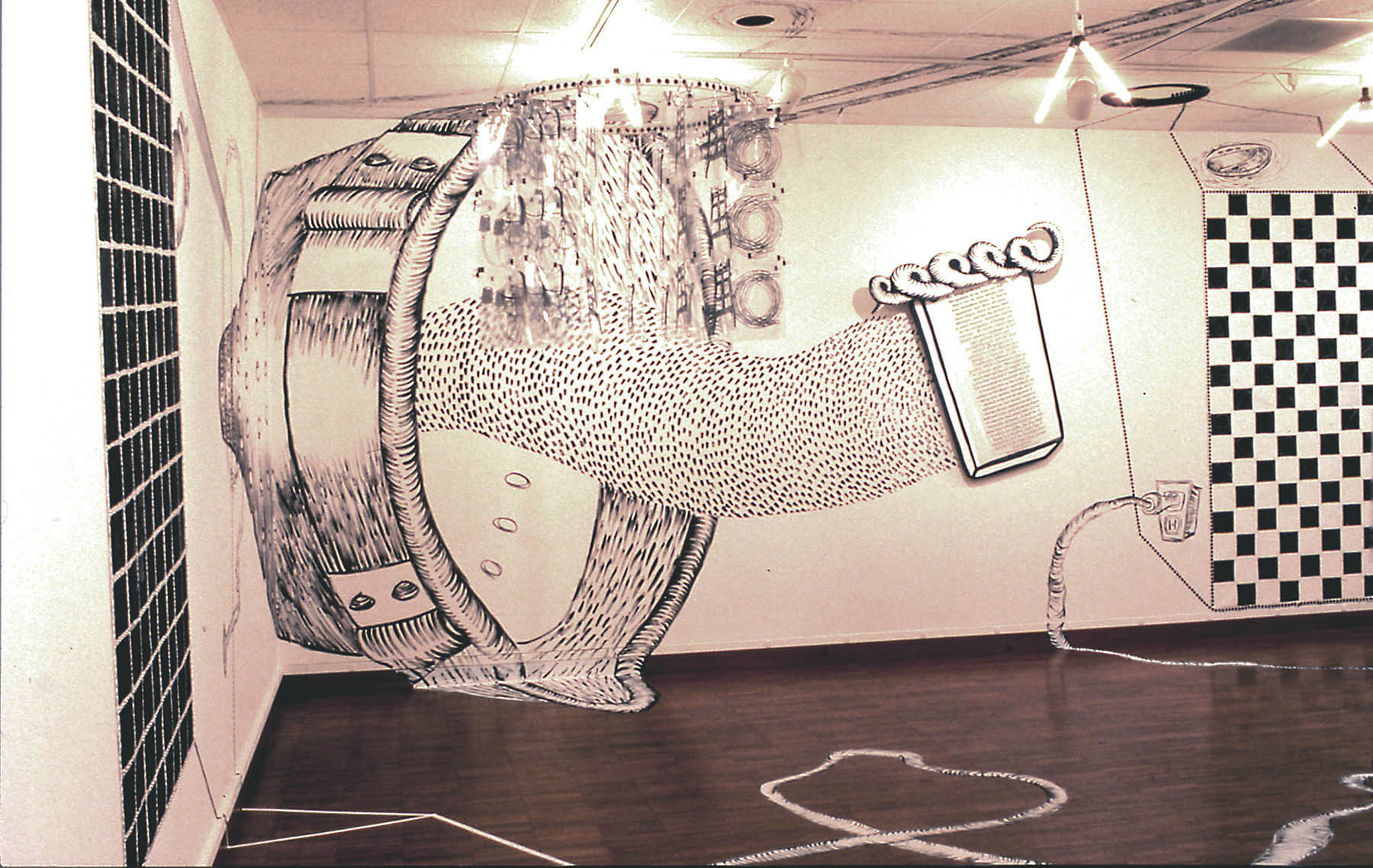 Perforated Vanities II, installation view, 1997, mixed media